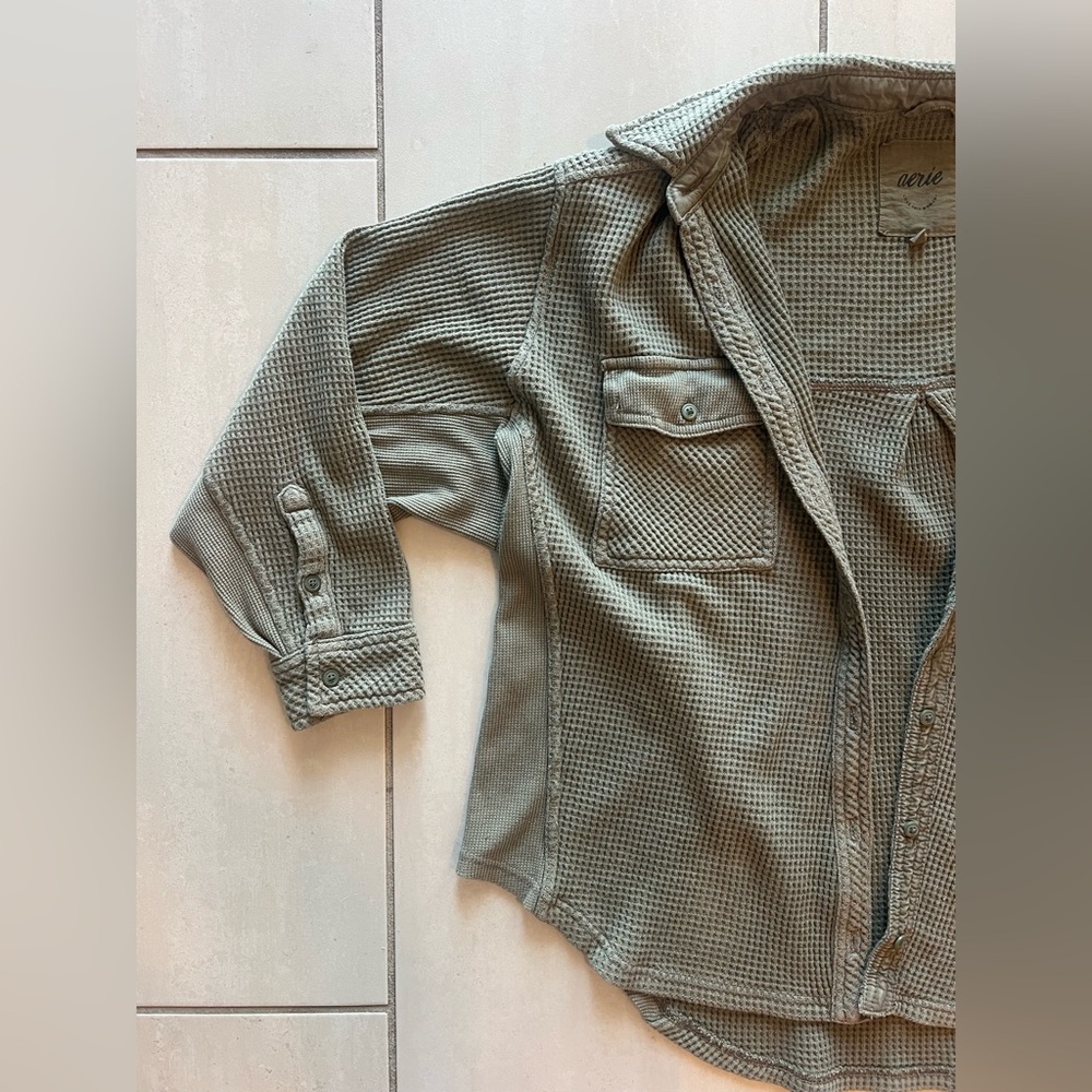 Aerie Sage Waffle Cardigan - Picture 4 of 5